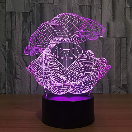 Creative Shell Diamond 3D Night Light LED 7 Cambio de Color lámpara de Mesa Dormitorio mesita de Noche iluminación del sueño Regalo decoración 2 Control Remoto