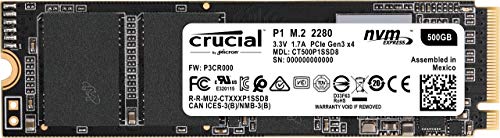 Crucial P1 500GB CT500P1SSD8 Unidad interna de estado sólido-hasta 1900 MB/s (3D NAND, NVMe, PCIe, M.2)