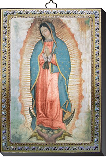 Cuadro Virgen de Guadalupe estampa sobre madera - 10 x 14 cm