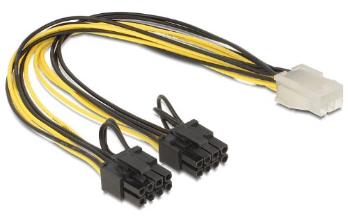 DeLOCK 83433 Cable de alimentación Interna 0,3 m - Cables de alimentación Interna (0,3 m, pci-e (6+2 Pin), pci-e (6-Pin), Macho/Hembra, Negro, Blanco, Amarillo).