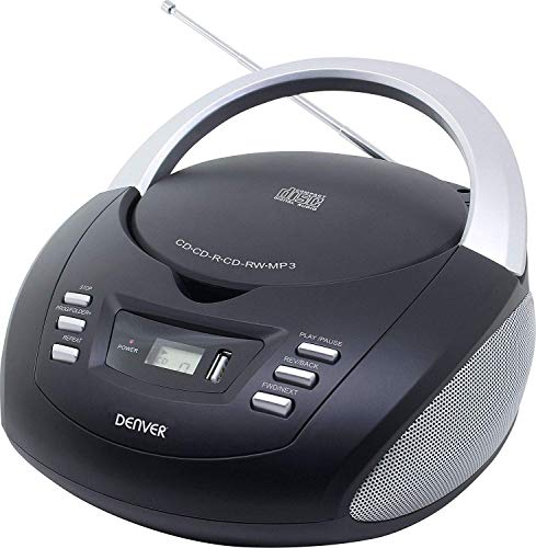 Denver TCU-211BLACK Reproductor de CD y Radio FM - Reproducción de MP3 a través de USB/CD