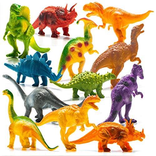 Dinosaurios de Juguete de Aspecto Realista Prextex (18cm) Pack Variado de 12 Figuras Grandes de Dinosaurio de Plástico