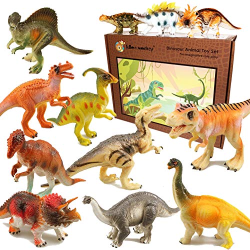 Dinosaurios de Juguete de aspecto realistica (15cm) conjunto de 12 Figuras Grandes de Dinosaurio de goma