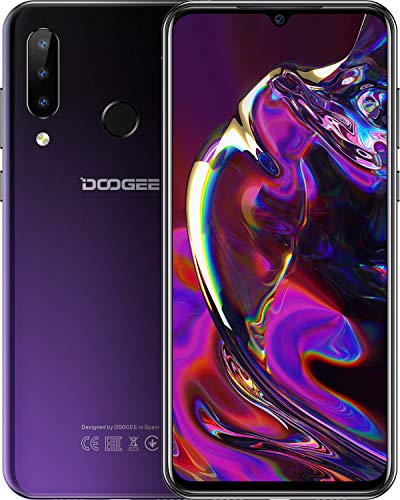 DOOGEE N20 2019 Dual SIM Moviles Libres 4g, Octa-Core 4GB RAM 64GB ROM, 6.3 Pulgadas FHD + Android 9.0 Smartphone Libres, Cámara 16MP + 8MP + 8MP + 16MP, 4350mAh, 10W Carga Rápida - Púrpura
