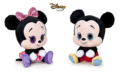Dsney Famosa Softies - Pack de 2 Peluches Mickey y Minnie Glitzies 6'29"/16cm Calidad Super Soft 760015551