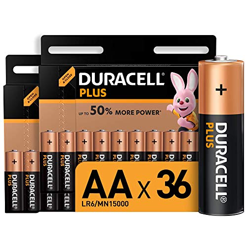 Duracell Plus AA - Pilas Alcalinas paquete de 36, 1.5 Voltios LR06 MX1500