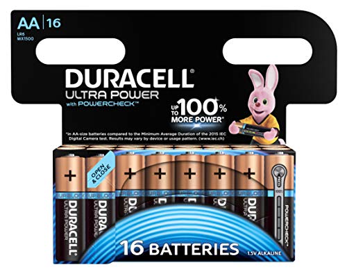 Duracell Ultra Power - Pilas alcalinas AA, paquete de 16 unidades, Empaque puede variar