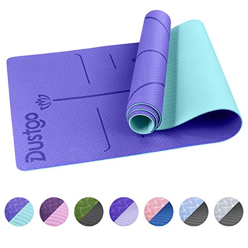 Dustgo Esterilla Yoga Colchoneta de Yoga Antideslizante con Material ecológico TPE con líneas corporales Yoga Mat diseñado para Entrenamiento y Entrenamiento físico