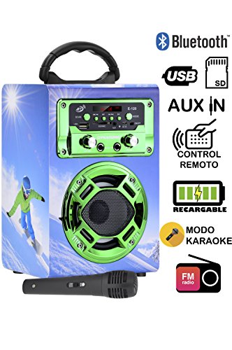 DYNASONIC - Mini Altavoz Bluetooth Portátil, Diseño Snowboarding 120-5, Color Verde | Mini Altavoz Inalámbrico Karaoke