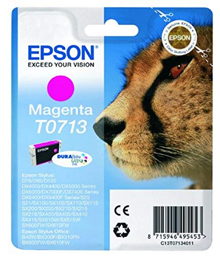Epson C13T07134011 - Cartucho de tinta, paquete estándar, magenta válido para los modelos Stylus, Stylus Office BX610FW, BX600FW y otros, Ya disponible en Amazon Dash Replenishment