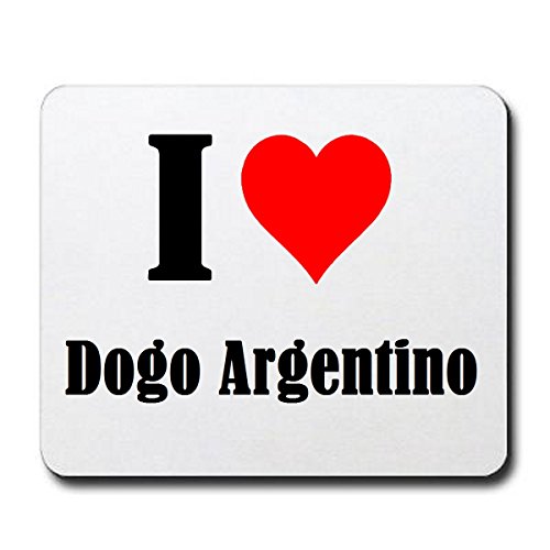 EXCLUSIVO: Tapete de ratón "I Love Dogo Argentino" en Blanco, una gran idea para un regalo para sus socios, colegas y muchos más!- regalo de Pascua, Pascua, ratón, Palmrest, antideslizante, juegos de jugador, cojín, Windows, Mac OS, Linux, ordenador, port