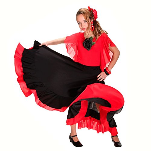Falda Baile Flamenco Infantil Volante Rojo 8 años