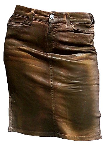 Falda de mujer de jean elastizado color marrón símil cuero encerado modelo INGLE Fornarina Marrón marrón 36