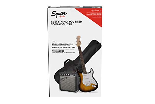 Fender Squier Stratocaster LRL Brown Sunburst + Frontman 10G + Funda + Accesorios Guitarra Eléctrica
