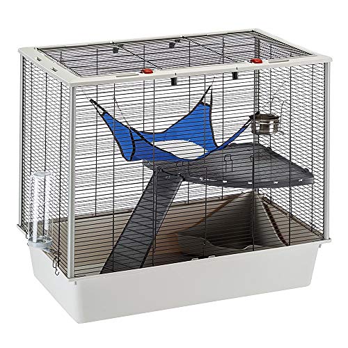 Ferplast Confortable jaula para hurones y ratones FURAT, Estructura en varios niveles con accesorios incluidos, Esquinas reforzadas, roja, 78 x 48 x h 70 cm