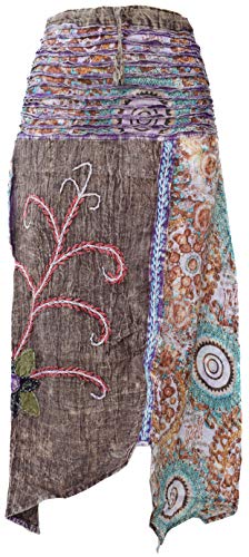 Gheri Hippie - Faldas bordadas de algodón Marrón marrón Talla única