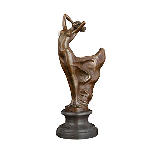 GHFT Estatuas para jardín Estatuilla Bronce Art Decó Bronce Danza Señora Escultura Estatua