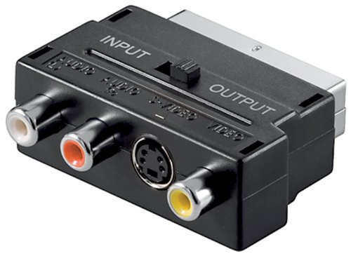 Goobay AVK 196 SCART 3X RCA + 1x Mini DIN (4-Pin) Negro - Adaptador para Cable (SCART, 3X RCA + 1x Mini DIN (4-Pin), Male Connector/Female Connector, Negro)
