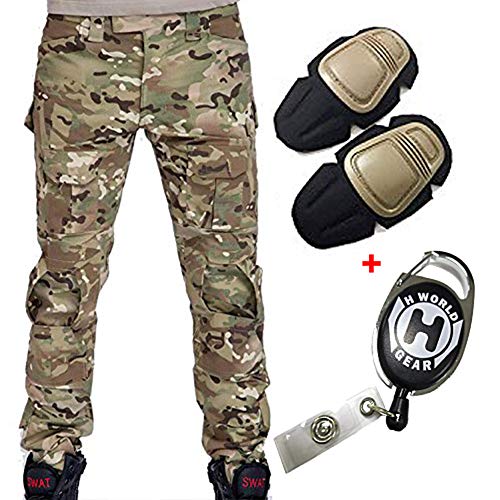 H Welt EU - Pantalones militares del ejército táctico, para airsoft o paintball, pantalones de lucha para hombre con rodilleras, color Multicámara, tamaño small