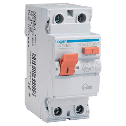 Hager CD748V Interruptor Diferencial Tipo AC, 2P, 40A, 30mA