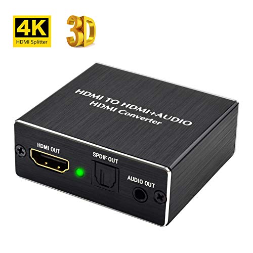HDMI Audio Extractor 4k,Ozvavzk Convertidor HDMI a HDMI Audio Óptico Toslink 3,5mm para PS3 PS4 BLU-Ray DVD Xbox TV etc.