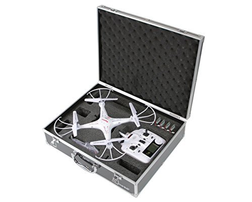 HMF 18301-02, Maletín de transporte, maletín apto para drones Syma X5C, X5SC, X5, hasta 5 baterías, 42,5 x 33,5 x 11,5 cm, negro