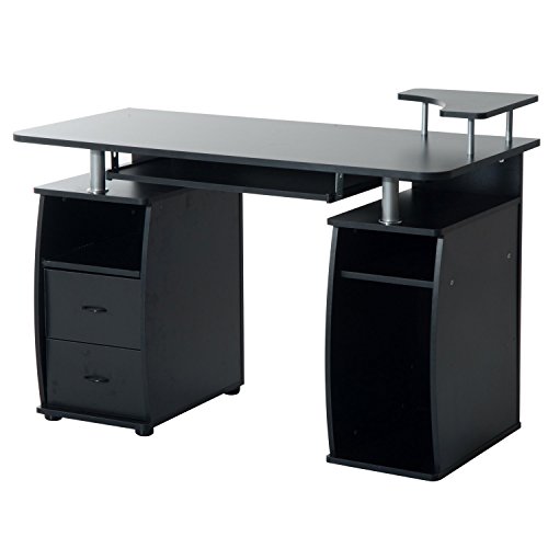 HOMCOM 2454140031 mesa de escritorio para ordenador mobiliario de despacho y oficina color negro madera 120x55x85cm