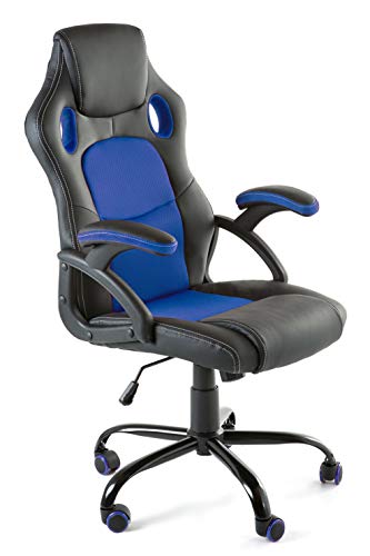 Home Heavenly®- Silla X-Gamer, de Oficina, sillón Gaming ergonómico, diseño de Oficina y despacho, Escritorio, con Ruedas (Azul)