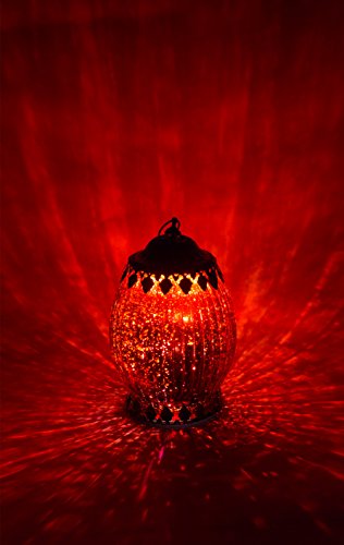 Home&Decorations FX23681R Farol de vidrio LED decorativo en forma de urna – Farolillo para bodas, cumpleaños, fiestas, cenas – Color rojo vintage. 18 cm de altura.