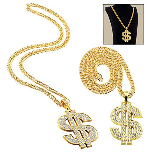 iwobi 1 Piezas de Cadena Chapado de Oro para Hombres Collar de Dólar Collar de Colgante de Signo de Dólar Collar de Dólar de Hip Hop