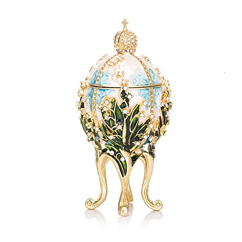 Joyero Qifu decorativo esmaltado, con bisagras, diseño de huevo de Fabergé pintado a mano, regalo exclusivo para decoración del hogar
