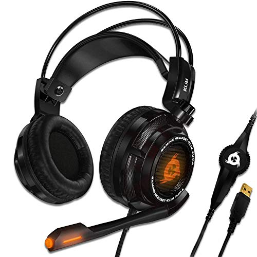 KLIM Puma – Cascos Auriculares Gaming con micrófono – Sonido Envolvente 7.1 Audio – Vibración integrada – Negro – Ideales para Jugar en PC y PS4 [ Nueva 2020 Versión ]