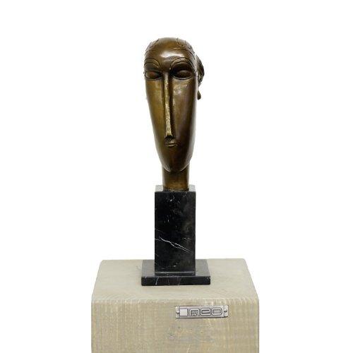 Kunst & Ambiente Figura de bronce abstractos – Woman 's head (1912) – Firmada – Amedeo Modigliani – Escultura en mármol