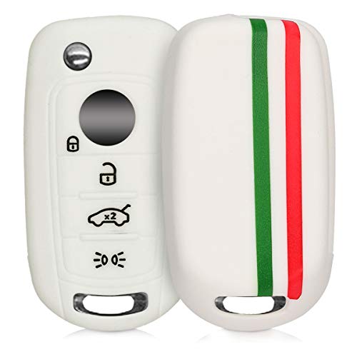 kwmobile Funda Compatible con Llave Plegable de 4 Botones para Coche Fiat - Carcasa Protectora Suave de Silicona - Bandera Italiana