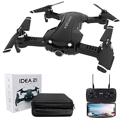 le-idea IDEA21 Drone con Camara HD, 4K Drones con Camara Profesional Estabilizador GPS, 5G WiFi FPV Drone Tiempo Real, Largo Tiempo de Vuelo Drone 16 Minutos Drone Plegable RC