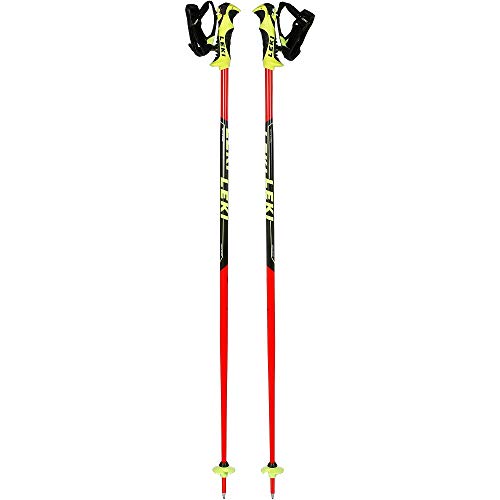 Leki Worldcup Lite SL Bastones de esquí, Infantil, Rojo neón, Negro, Blanco y Amarillo neón, 115 cm