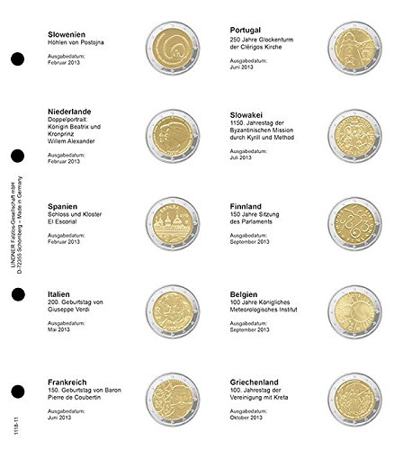 Lindner 1118-11 Página ilustrada para monedas conmemorativas de 2 EURO, cronológicos: de Eslovenia 2013