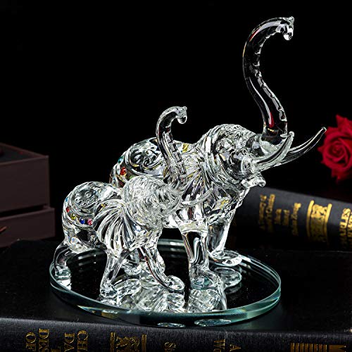 London Boutique - Figura Decorativa de Cristal con diseño de Elefante (Madre e Hijo)
