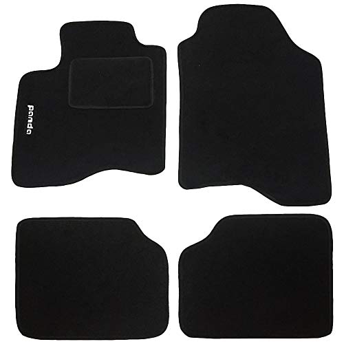 Lupex Shop 1 Alfombrillas Coche de moqueta Negra con Velcro, Compatibles para Fiat Panda, Negro