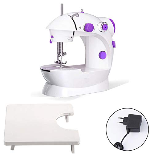 Mini máquina de coser Máquina de coser eléctrica multifuncional para el hogar 202 con lámpara Máquina de reparación portátil para coser telas, unidades de extensión de la UE