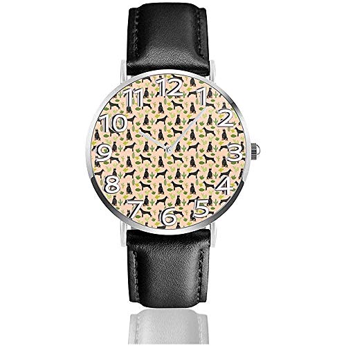 Miniatura Doberman Pinscher Cactus Reloj de Cuero Relojes de Pulsera Resistente a rayones Reloj de Cuarzo Relojes de Uso Casual