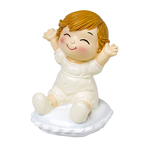 Mopec Figura de Pastel Novios con Bebé Sentado, Poliresina, Marfil, 5x5x8 cm
