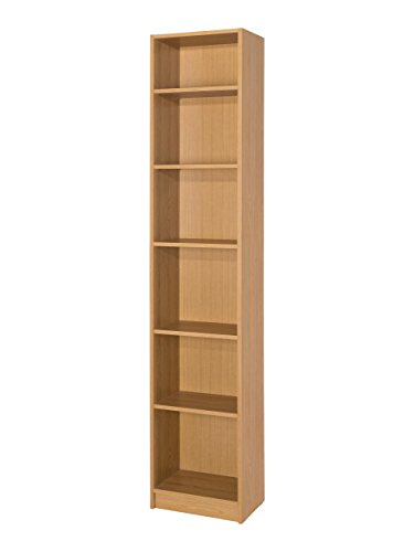 MUEBLECASA - Estantería librería alta KIT 5 baldas, madera, Alto 200cm x Ancho 40cm x Fondo 27, Roble