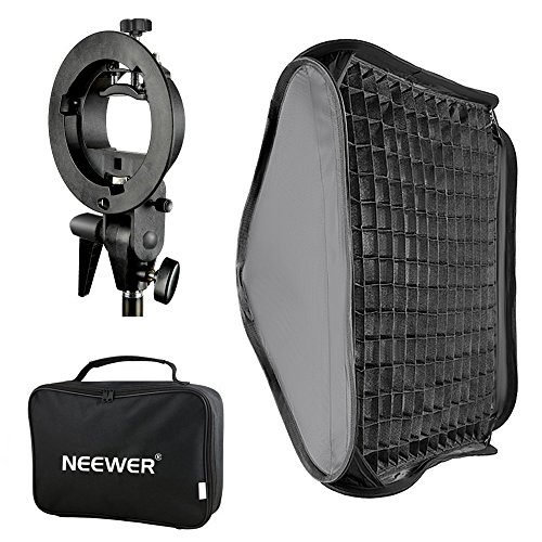 Neewer®, soporte de luz con rejilla y fijación Bowens de 24 x 24/60 x 60 cm; soporte de flash para Nikon SB-600, SB-800, SB-900, SB-910, Canon 380EX, 430EX II, 550EX, 580EX II, 600EX-RT, Neewer TT560 Flash Speedlite
