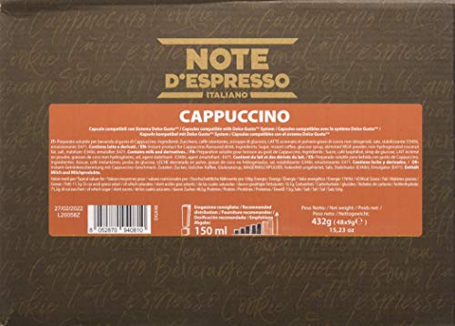 Note D'Espresso - Cápsulas de capuchino instantáneo Exclusivamente Compatibles con cafeteras de cápsulas Nescafé* y Dolce Gusto* 9 g (caja de 48 unidades)