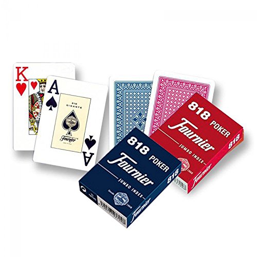 Pack de 2 barajas de Poker Fournier. 55 cartas. Alta calidad. 1 roja y 1 azul