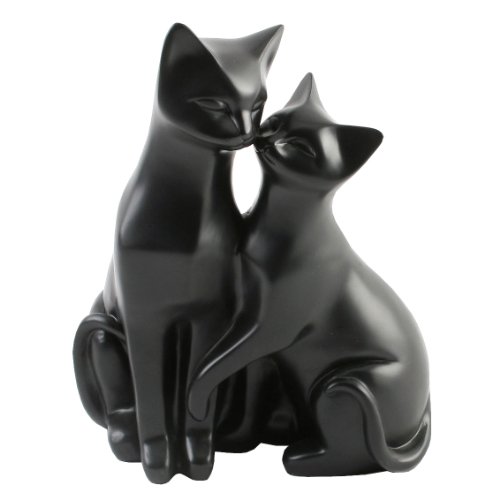 Par de gatos blancos estilizados figuritas – Mr & Mrs Cat adorno para los amantes de los gatos, resina, negro, 21 x 16 x 12cm