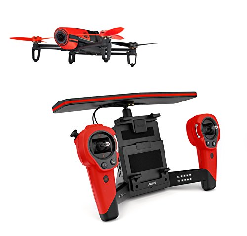Parrot BEBOP - Dron cuadricóptero (Full HD 1080P, 14 Mpx, 47 Km/h, 11 minutos de vuelo, 8GB, GPS, Vídeo Live Streaming) + Mando Skycontroller + 2 baterías, color rojo