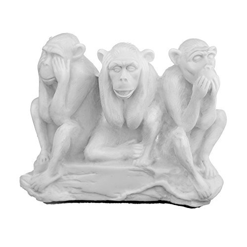 Piedra decorativa de mármol Figura Estatua Escultura ver, escuchar, Speak No Evil tres monos sabios 4.7 "color blanco