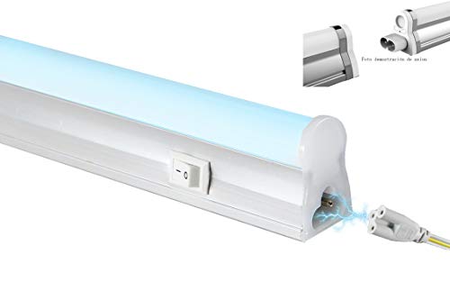 POPP®Regletas Tubo LED T5 Alumino+Pc Conexión Dos Laterales 5W,9W,12W,18W Blanco Frío 4000K 6000K fluorecente cocinas,armarios,trastero[Clase de eficiencia energética A] (6000K, 18 WATIOS)